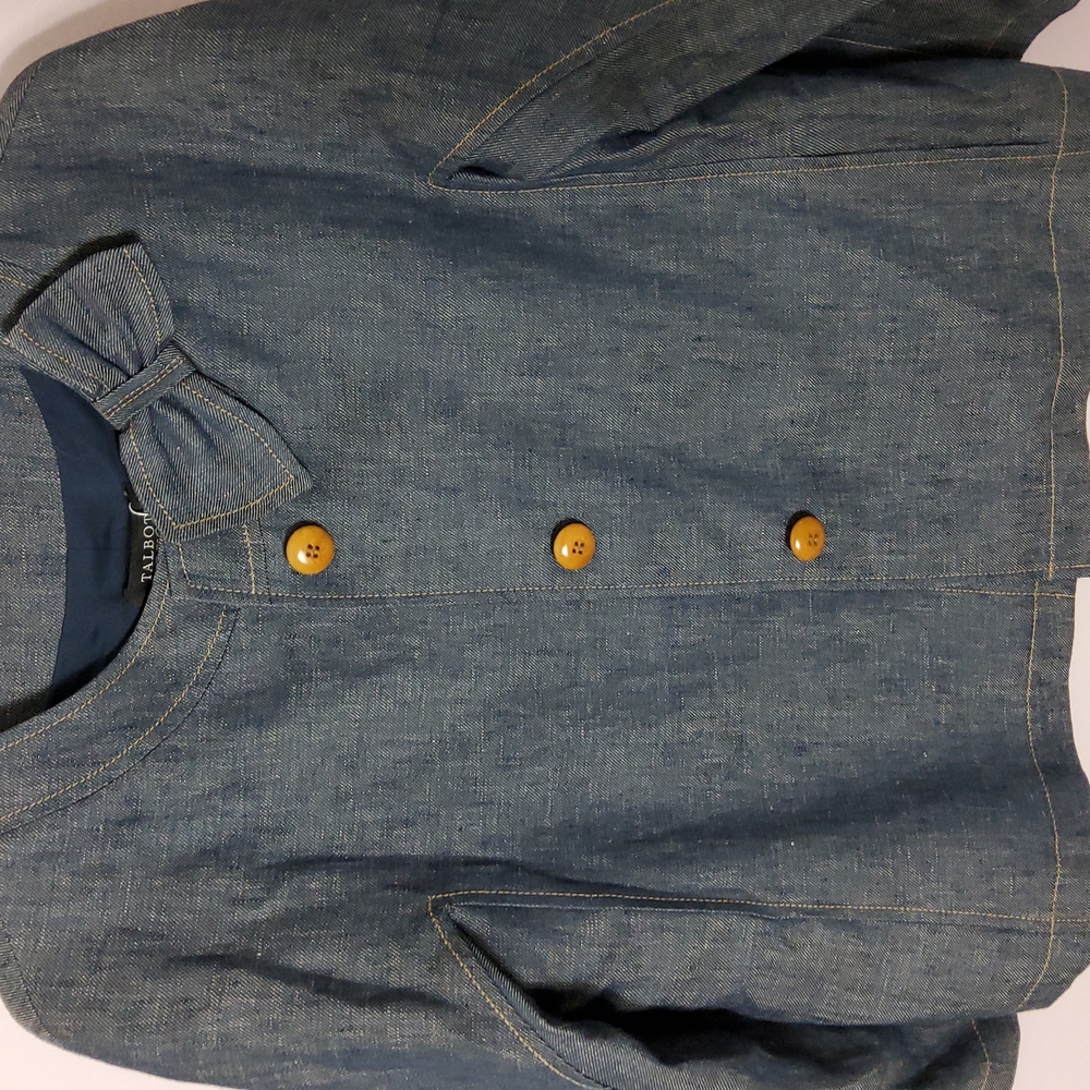 Talbots cropped Linen jacket - Picture 3 of 5